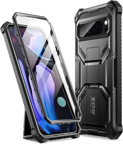 i-Blason for Google Pixel 9 Pro XL Case [Built-in Screen Protector & Kickstand] [Support Fingerprint ID] [Military Protection] Full-Body Rugged Bumper Protective Phone Case for Pixel 9 Pro XL, Black
