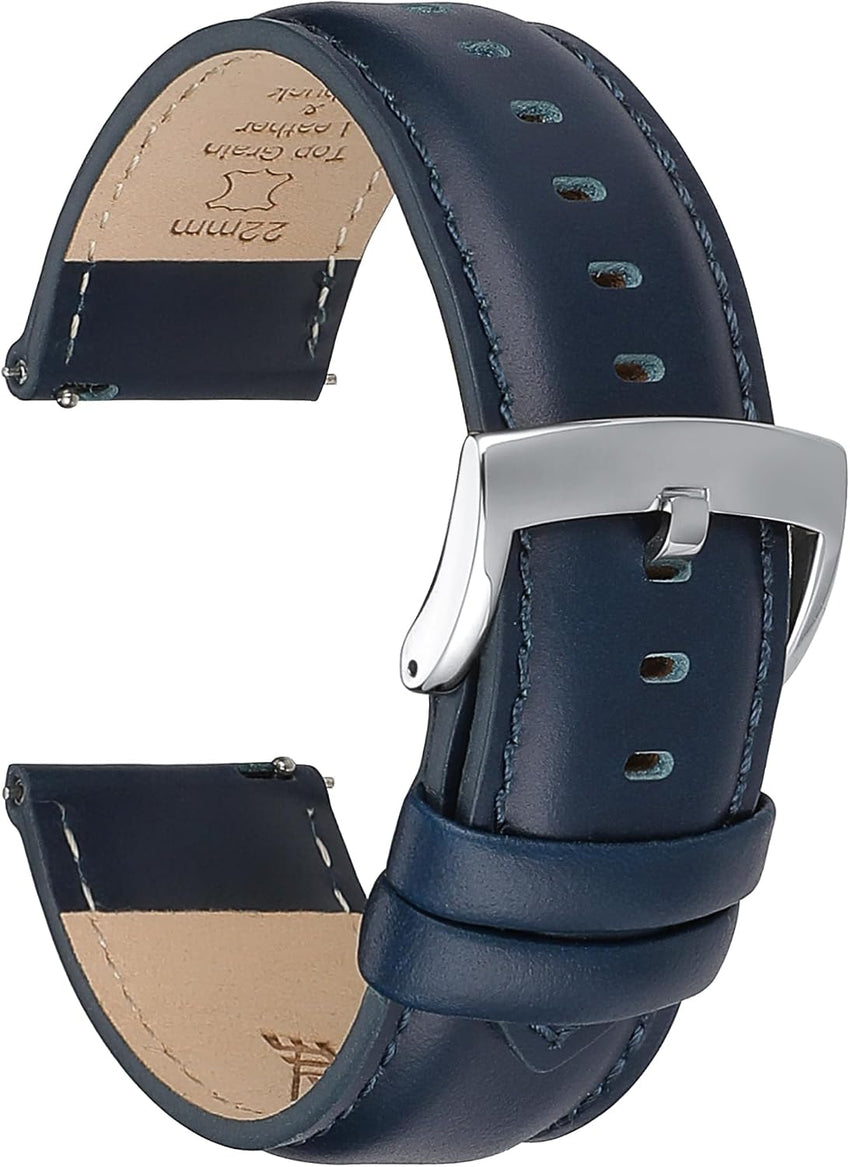 Leather Watch Strap Quick Release Top Grain Replacement for Men & Women 18/19mm