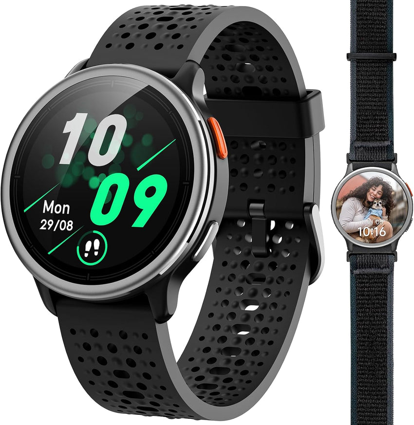 Smartwatch 1.27in Round Touch Answer/Make Calls Heart Rate Monitor for Men & Women Black