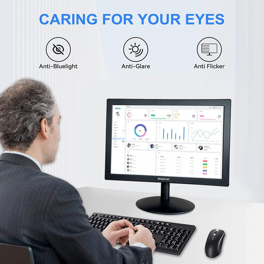 SKitphrati 20 Inch PC Monitor 1600x900 75Hz 5MS HDMI Monitor LED Monitor with HDMI VGA, Viewing Angle 95Â° (Horizontal), 76% sRGB, VESA, TN Panel, Black