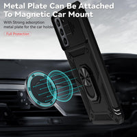 for Samsung Galaxy S21 Plus Case with Camera Lens Cover HD Screen Protector, Military-Grade Drop Tested Magnetic Ring Holder Kickstand Protective Phone Case for Samsung Galaxy S21+ Plus 5G (Black)