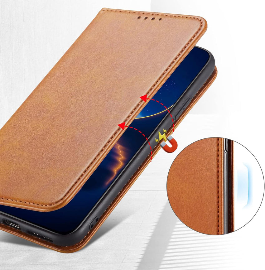 DENDICO Case for Nokia G60 5G, Classic PU Leather Magnetic Wallet Case, Flip Folio Protective Phone Cover Compatible with Nokia G60 5G, Light Brown