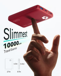 INIU 10000mAh Power Bank 45W PD Ultra Slim Fast Charger with USB-C â Red
