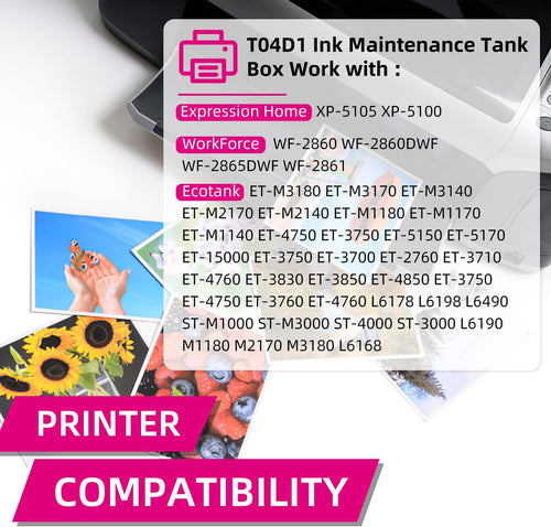 ATTA Compatible T04D1 Ink Maintenance Box for Epson C13T04D100 Work with EcoTank ET-15000 ET-2760 ET-3760 ET-4760 ET-3700 ET-3750 ET-4750 ET-5150 Workforce WF-2860 (1-Pack)