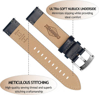 Leather Watch Strap Quick Release Top Grain Replacement for Men & Women 18/19mm