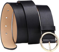 PU Leather Waist Belt Round Metal Buckle Casual Women's Belt â Black/Brown
