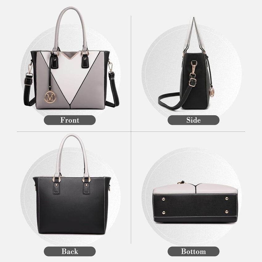 Miss Lulu Handbags for Women Color Block Match Shoulder Bag Lightweight Handbag Medium Top-Handle Bag