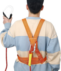 Btstil Safety Harness Kits, Safety Fall Arrest Harness Full Body Height Fall Protection Safety Harness Aerial Work Fall Protection Rescue Harness Adjustable Belt with Hook (Big Buckle 5 m)