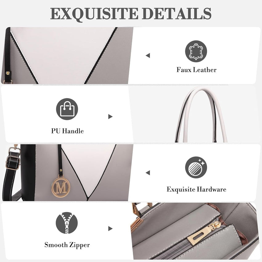 Miss Lulu Handbags for Women Color Block Match Shoulder Bag Lightweight Handbag Medium Top-Handle Bag