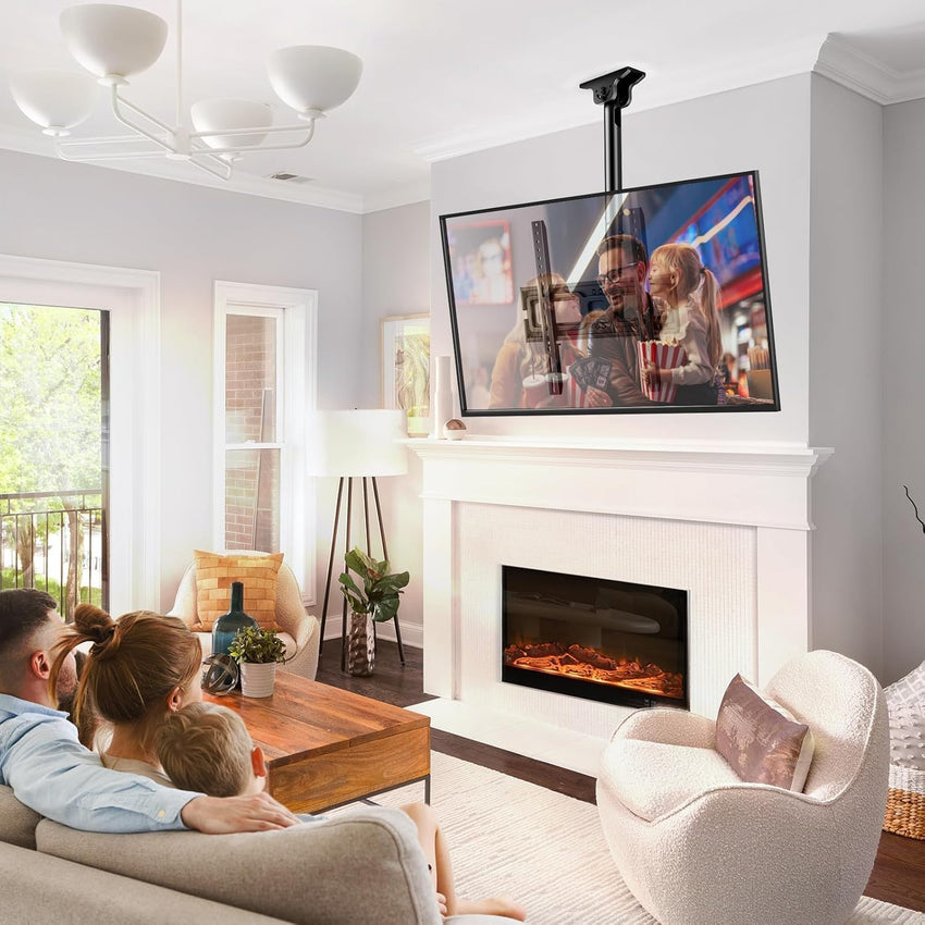 PERLESMITH Ceiling TV Bracket - Adjustable Swivel Ceiling Mount for Most 26-65 inch TVs, Full Motion Ceiling TV Mount, Supports up to 50kg, Max VESA 400x400mm, PSCM2-E