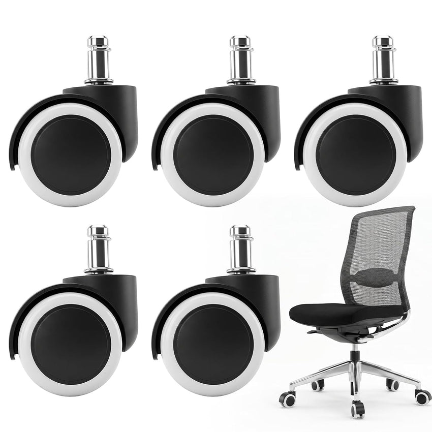 Heavy Duty Rubber Chair Castors 5-Pack Swivel Replacement Wheels
