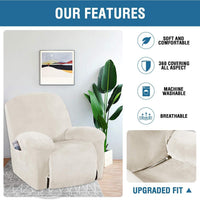 BellaHills Velvet Sofa Slipcover High Spandex Sofa Cover/Lounge Covers/Couch Covers for Recliner Ivory Sofa Protector for Dogs High Stretch Furniture Protector Cover for Recliner(Recliner, Ivory)