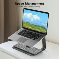 Tonmom Laptop Stand for Desk, Aluminum Laptop Riser Holder, Removable Metal Notebook Stand Ventilated Cooling Computer Riser Compatible with 10-15.6" Laptops