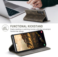 LOLFZ Wallet Case for Samsung Galaxy S24 Plus 5G, Magnetic Flip Leather Case with RFID Block Card Slots Kickstand Shockproof Protective Cover Compatible with Galaxy S24 Plus 5G - Coffee Brown