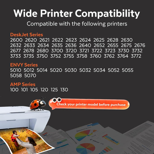 COCCINK 65XL for HP Deskjet 3755 Ink Cartridges, HP DeskJet 3700 3752 3772 2600 2622 2624 2636 2652 2655 Envy 5052 5012 5055 5000 Printer Remanufactured, 1 Black 1 Color Combo Pack
