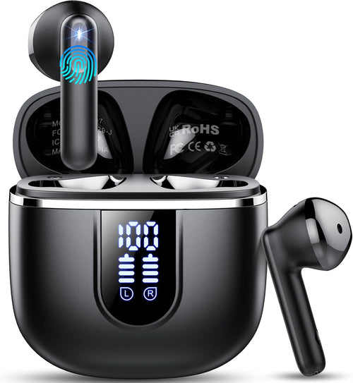 Wireless Earbuds, Bluetooth 5.4 Earphones in Ear with 4 ENC Noise Cancelling Mic, 40H HiFi Stereo Bluetooth Headphones, IP7 Waterproof Wireless Ear Buds with Hands-Free Calls, Lightweight LED Display
