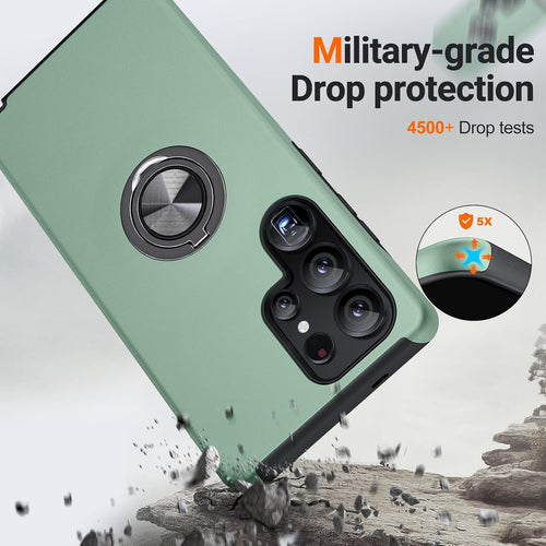AOUIA for Samsung Galaxy S25 Ultra Case with Stand, Slim Fit Shockproof Case for Samsung S25 Ultra, Full Body Protection Phone Case for Galaxy S25 Ultra-Support Magnetic Car Mount (Alpine Green)