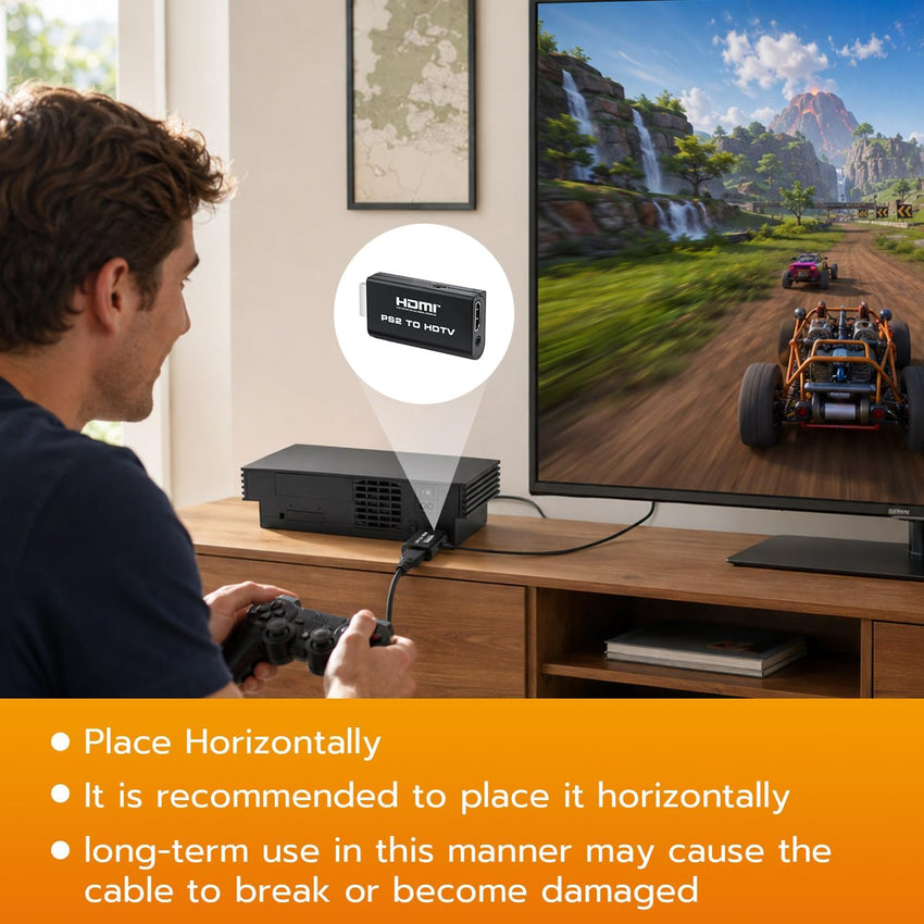 Mcbazel PS2 to HDMI Converter Adapter with 3.5mm Audio Output, HD Link Cable for PlayStation 2 ï¼Compatible with SCPH-1xxxx/3xxxx/5xxxx/7xxxx, Plug & Play for HDTV/Monitor â Not for SCPH-9000x