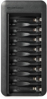 Amazon Basics Rechargeable NiMh AAA 800mAh 8 Pack + AA 2000mAh 8 Pack, with 8 Bay Battery Charger, No AC Power Adapter, USB C Port, 16 count in total, Black