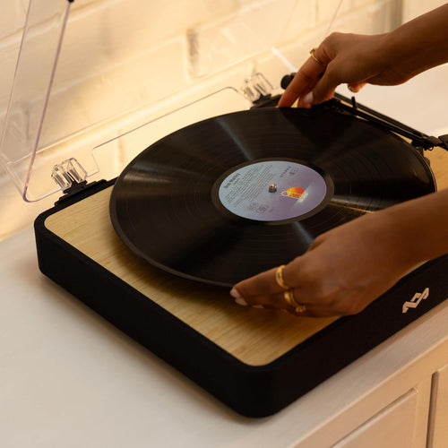 House of Marley Revolution Wireless Turntable - Bluetooth Record Player, 3-Speed Sustainably Made Vinyl Player, Easy Set Up Home Turntables for Vinyl Records with Dust Cover, Audio-Technica Cartridge