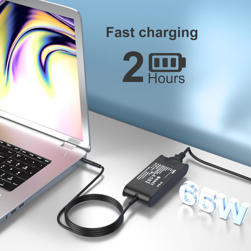 65W Laptop Charger, 19.5V 3.34A Power Adapter for Dell Latitude 5480 5490 E5470 E5440 E7440 E7270 E5430 E6440 E7250 E7240 E7470 Inspiron N5110 3520 3420 7490 LA65NS2-01 HA65NS5-00 Power Supply Cord
