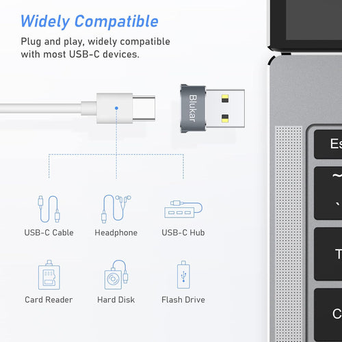 Blukar USB to USB C Adapter (3 Pack), USB C Female to USB-A Male Adaptor, Type C Converter for Fast Charging & Data Sync, Compatible with iPhone 15/14/13/12/11 Pro, iPad Air 6, Galaxy S21 S20