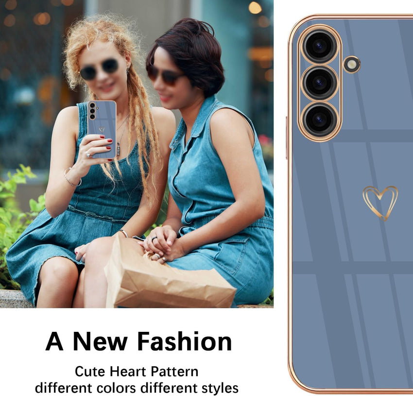 HopMore Case for Samsung Galaxy A16 4G / 5G Phone Case with Cute Heart Pattern Design, Soft Silicone Slim Phone Case for Samsung A16 Case, Flexible TPU Thin Shockproof Cover for Galaxy A16, Blue