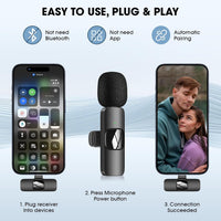 HMKCH Wireless Lavalier Microphone for iPhone - iPad, Android Phone,Computer, Mini Lapel Mic with Noise Reduction and crystal sound for Video Recording, Vlogging, TikTok, YouTube