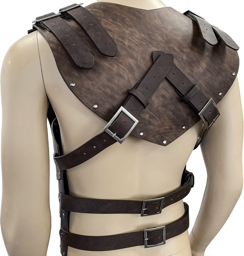 Viking Faux Leather Embossed Helmet Axe Chest Armor LARP/Cosplay Ã¢ÂÂ Brown A