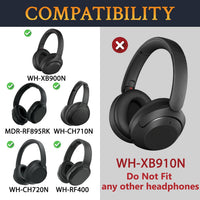 SOULWIT Earpads for Sony WH-XB900N (Not Fit WH-XB910N) - Black | Also for WH-CH710N/WH-CH720N/WH-RF400/MDR-RF895RK Headphones