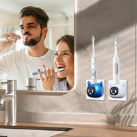 Wireless Electric Toothbrush Wall Charger Compatible with Oral-B/Philips Sonicare/AquaSonic,Universal Compatibility for Inductive Electric Toothbrush Models, IPX7 Waterproof, Portable (White1)