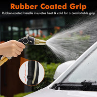 RESTMO Hose Pipe Spray Gun High Pressure, Heavy Duty Pure Brass Nozzle Head, Metal Hand Sprayer for Car Washing, Garden Cleaning, Lawn and Plant Watering, Thumb Flow Control, 4 Spray Patterns