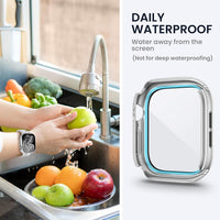Kamita Waterproof Case Compatible with Apple Watch Series 11/Series 10 42mm, Hard PC Bumper Cases with Tempered Glass Screen Protector, All-Round Protective Cover for iWatch 11/iWatch 10 42 (Silver)