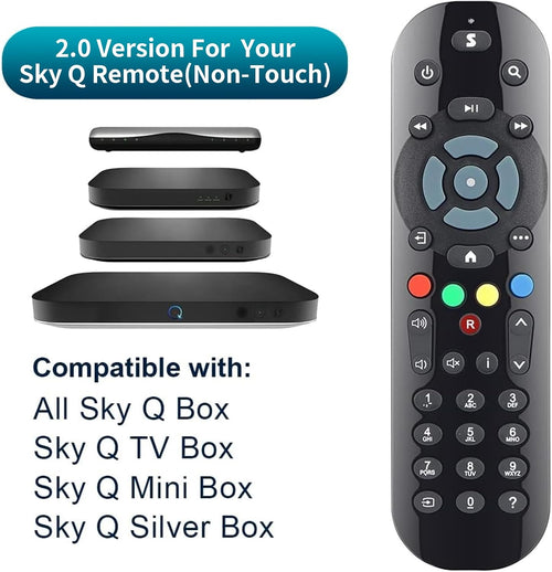 Replacement Remote Control Compatible with All Sky Q Box, Sky Q TV Box, Mini, INCL Batteries (Non-Touch, No Voice Control)