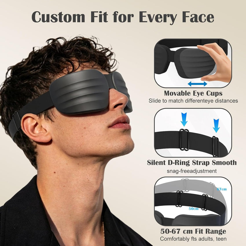 3D Contoured Sleep Mask Zero Pressure Blackout Adjustable