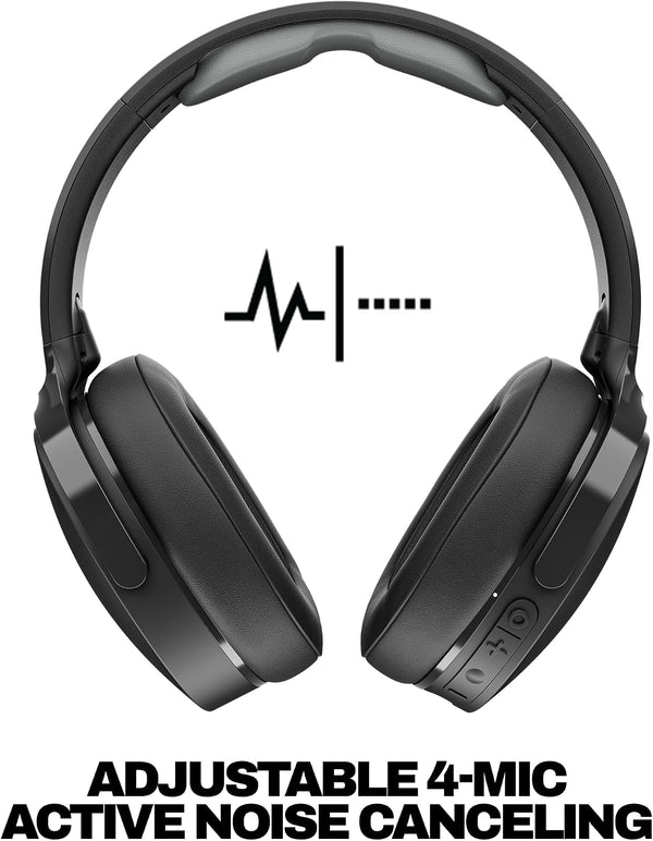 Skullcandy Hesh ANC Wireless Over-Ear Bluetooth Headphones, GRADE C Active Noise Cancelling, Up to 22 Hrs Battery, Foldable Lightweight Design, Microphone for iPhone Android - True Black