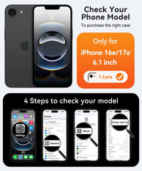 CANSHN Magnetic Shockproof for iPhone 17e / 16e Case, Black