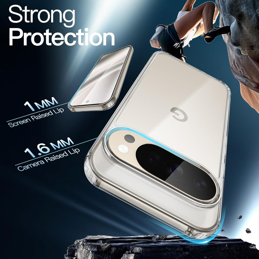 JETech Case for Google Pixel 10/10 Pro 2025, Non-Yellowing Shockproof Bumper Protective Phone Cover, Anti-Scratch Hard PC Back (Clear)