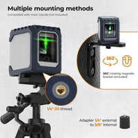 CIGMAN Green Laser Level, Self-leveling Cross Line Laser, 30M Working Distance (Up to 50M with Detector), Rechargeable Battery Built-in, Button Control Laser
