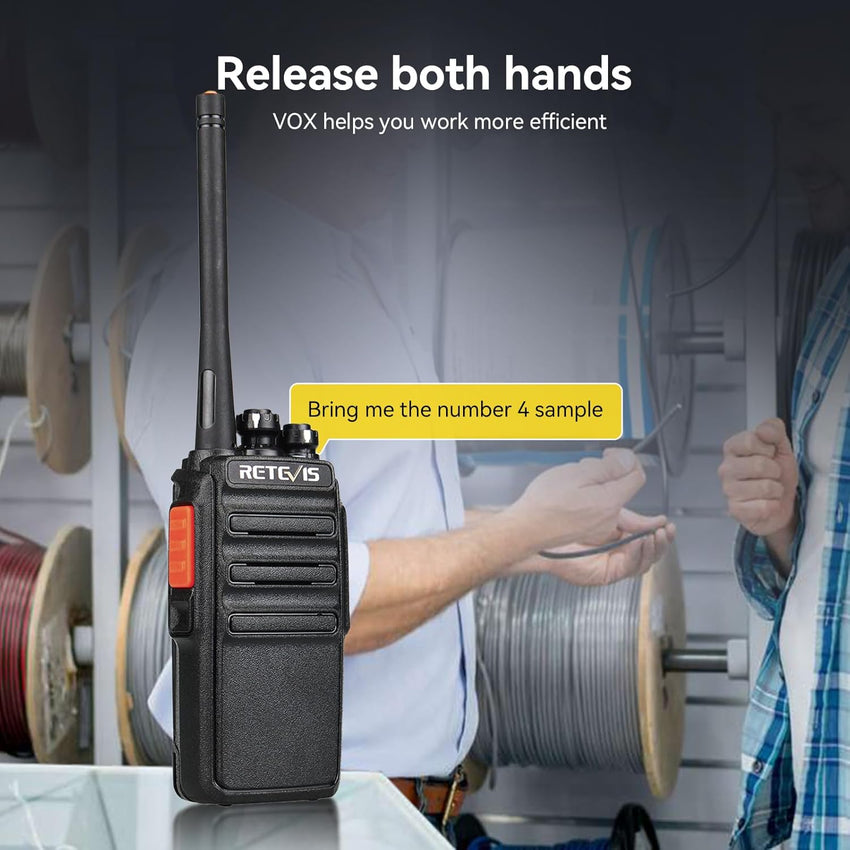 Retevis RT24 Walkie Talkies for Adults, Professional Two Way Radio, PMR446 Long Range License Free, 2 Way Radios Walkie Talkie with Earpieces for Commercial, School (Black,10 Pack)