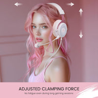 EKSA E900 Wired Gaming Headset for Xbox One - PC Headset with Detachable Noise Cancelling Microphone, 3D Stereo Sound 50mm Driver- Gaming Headphones for Xbox S/X, PS4 PS5, Switch, Laptop (Pink)