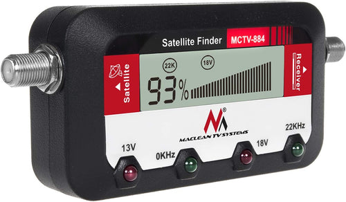 Maclean MCTV-884 Digital Satellite Finder with 25cm F-connection Cable LCD Display Easy to Read, Sound Output Adjustment of Satellite Antennas