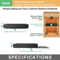 Pull-Out Cabinet Organiser 2-Pack Extendable Slide-Out Drawers Nano Tape or Screws â 43D x 30-50W x 5.8H cm