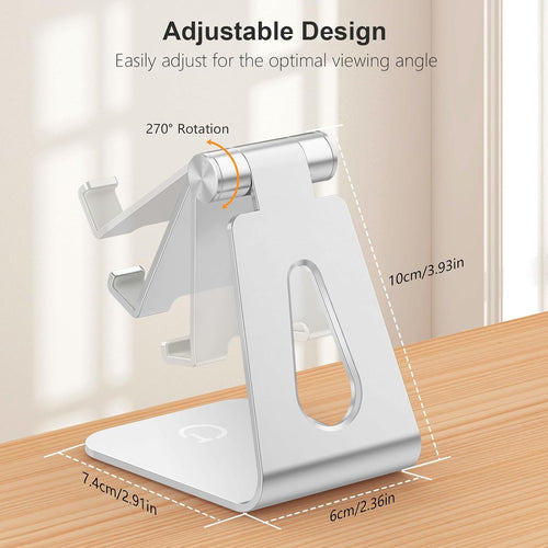 Gritin Phone Stand, Adjustable Phone Holder Cradle Dock - Full Aluminum Desktop Holder Stand for iPhone17, 16, 15, 14, 14 Plus, 13, 13 Pro Max, 12 Mini, XR X 7 6 Plus, Galaxy