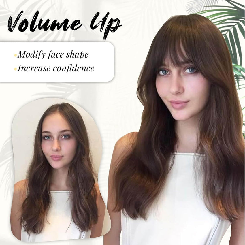 Peonymebeauty Clip in Fringe Hair Toppers, 4"X5" Base Topper with Bangs for Hair Loss Long Layered 18 Inch Synthetic Fiber Wiglets Ladies Straight Hairpieces for Women(Natural Blonde with Dark Root)