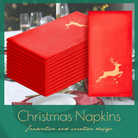 Christmas Cloth Napkins Set of 12 Soft Satin Reusable Table Napkins Ã¢ÂÂ Golden Deer
