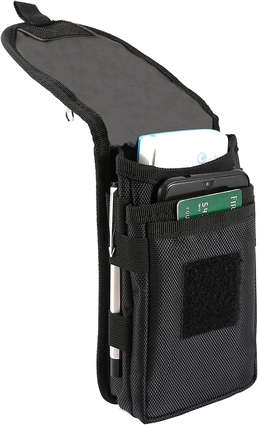 Tool Belt Pouch with Carabiner, Multipurpose Phone Case - Tactical Waist Bag with Phone Holster for Iphone 13 Pro Max, EDC Pouch for Traveling, Camping