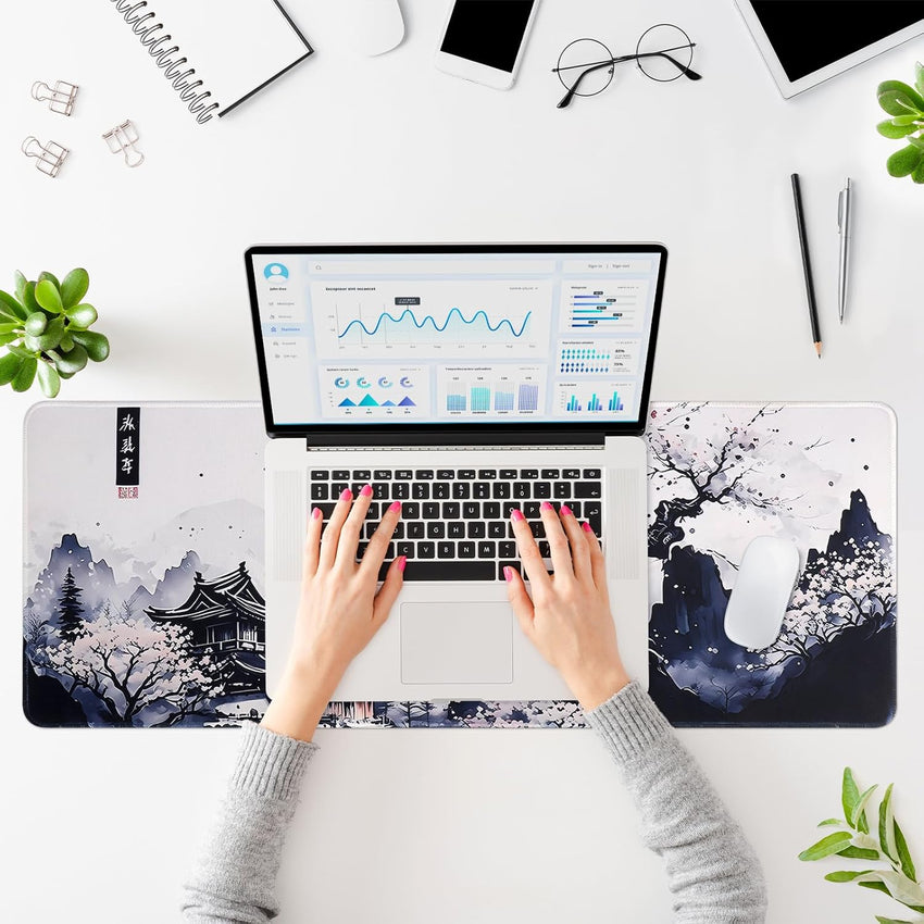 Yimomoyi Non Slip Mouse Pad, 80 x 30cm Mouse Mat Extended, Gaming Mousepad Waterproof, Desk Mat with Rubber Base, Desk Pad Laptop for Office and Home (01- Plum Mouse Pad)
