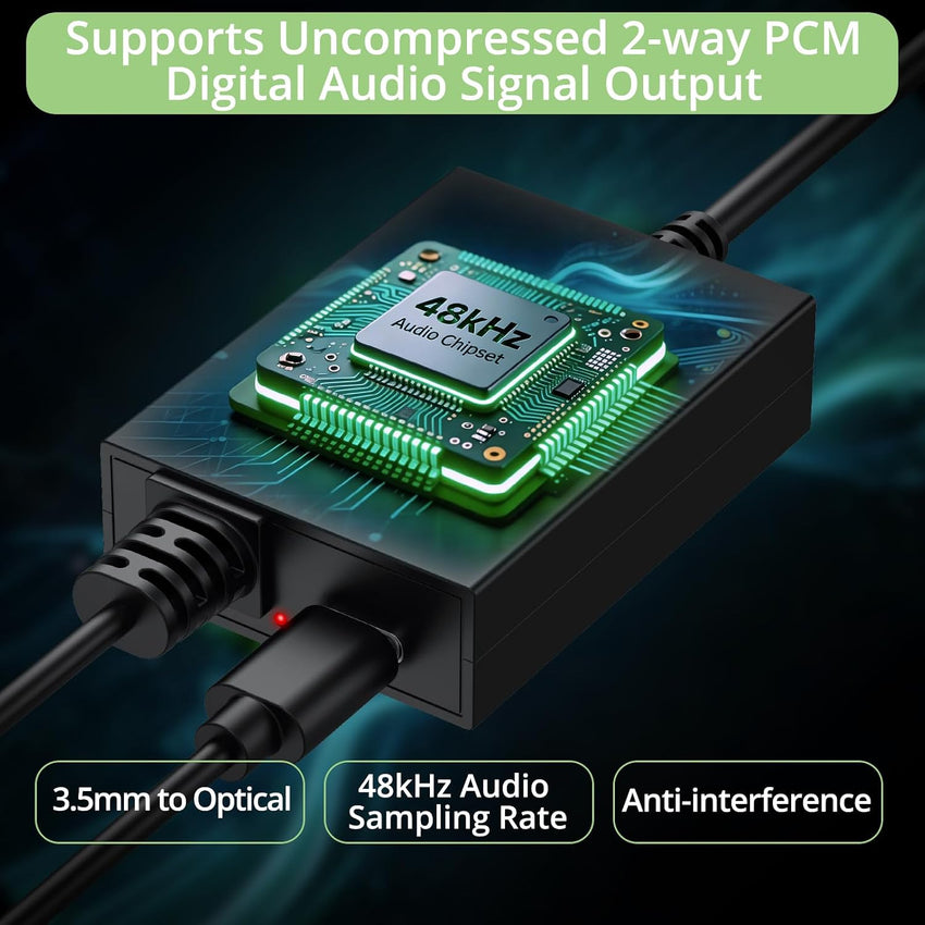 AD Converter Analog-to-Digital 192kHz 3.5mm to Optical SPDIF Toslink with Cables â with Cables