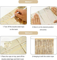 G2PLUS Champagne Gold Glitter Foil Curtains, 2PCS Metallic Tinsel Foil Fringe, 1mÃ2.5m Party Backdrop Streamers for Birthday Wedding Prom Decoration